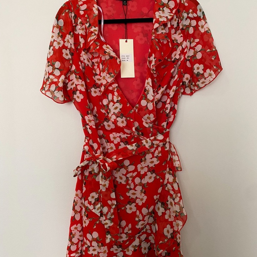 VICI Floral Red Wrap Dress